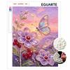 Rahmenloses Perlenmalerei-Set Schmetterling Blumenmuster DIY 3D Perlenkunst Leinwand Entspannendes Handgemachtes Bastelset für Erwachsene Heimdekoration