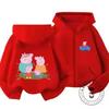 Winter Trendy Casual Zipper Hoodie Cute Cartoon Print Street Style Kids Hooded Top Peppa Pig Children 3 14