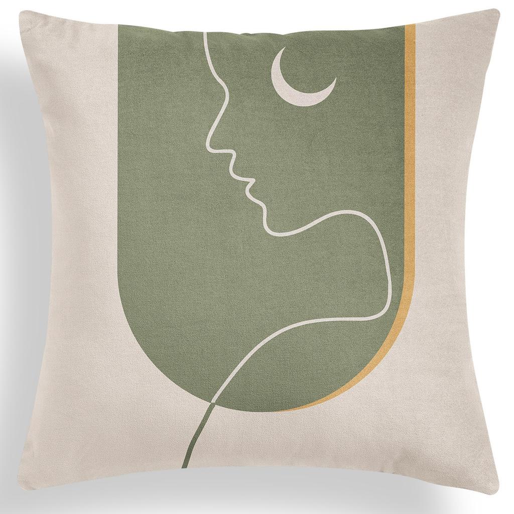Nordic Geometric Green Pillow Cover Summer Plant Sofa Pillow Cover Cushion Cover Premium Durable Quality Useful