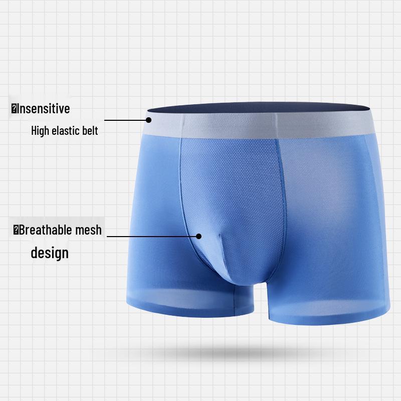 120 Summer Men's Ultra-Thin Ice Silk Mesh Underwear, Cool & Breathable with 7A Antibacterial Crotch
