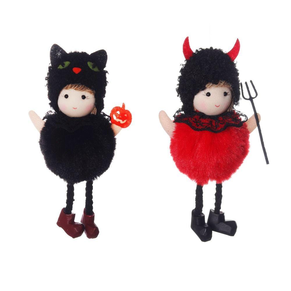 Scary Witch Black Cat Hanging Decoration Plush Halloween Witch Pendant  Ghost Festival Decor