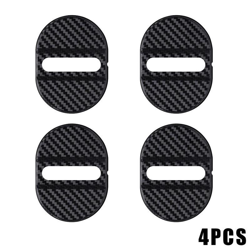 4PCS Carbon Fibre Car Door Lock Protective Cover Anti Rust Sticker Accessories