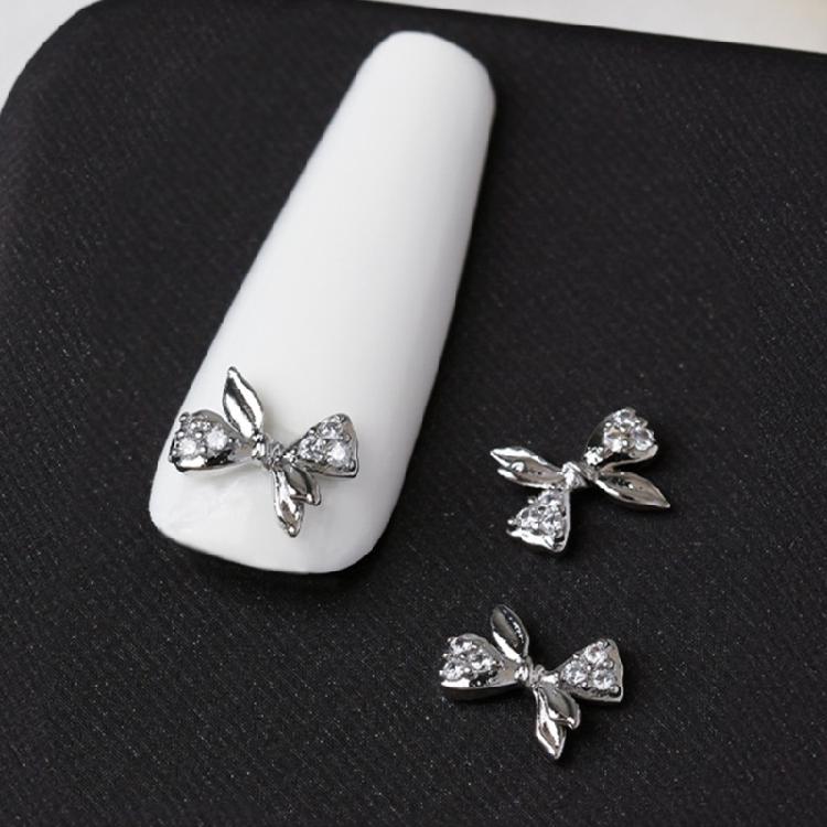 Ribbon Bowknot Nail Art Charms Bow Nail Art Decoration Silver Bowknot Nail Charm