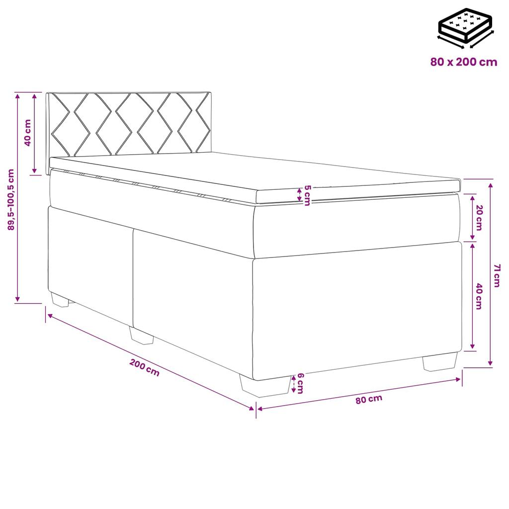 Box Spring Bed with Mattress and Headboard Blue 80 x 200 cm Fabric