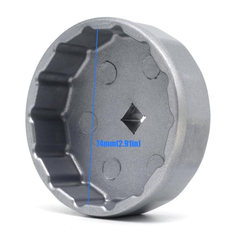Canister Filter Cap Wrench Tool with 74mm 14 Slot Cup, Square Drive Opening and Metal Body for Filter Reinstall Work and Regular Garage Service