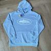 Mens Oversized Hooded Sweatshirt With Distressed Letter Print Cotton Blend Loose Fit Casual Streetwear