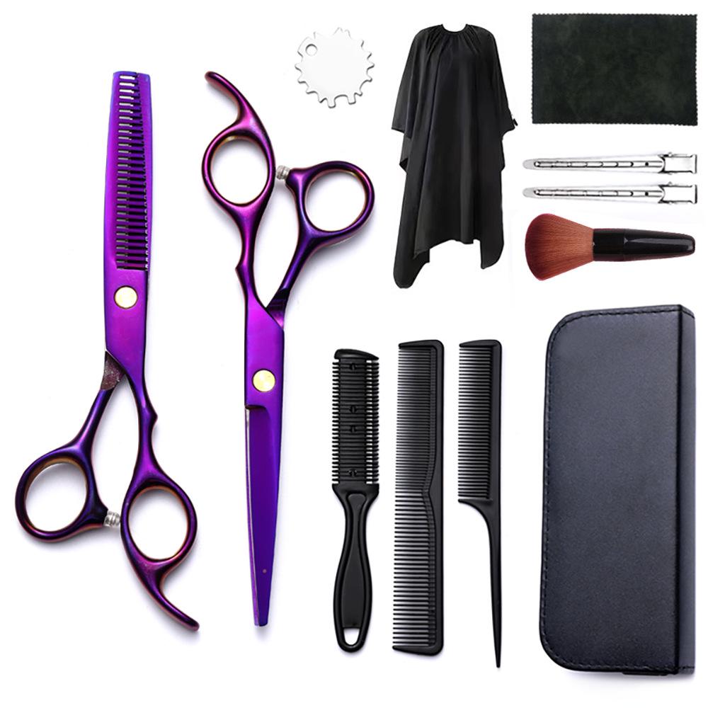 Hairdressing Scissors Set: Colored Straight-Tooth & Thinning Bangs Scissors for Professional Stylists