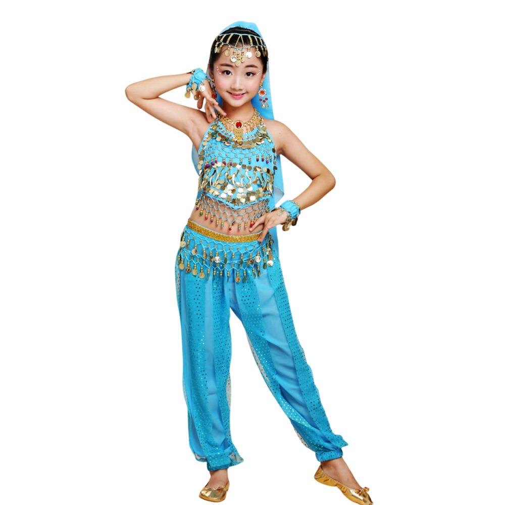 

5Pcs/Set Egypt Oriental Dance Costumes Carnival Party Belly Dancing Clothing Children Girls M озеро синий