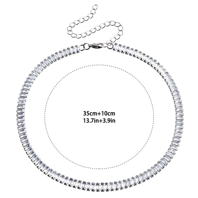 Colar gargantilha de zircônia quadrada brilhante de luxo para mulheres colar curto requintado para casamento, joias para presente