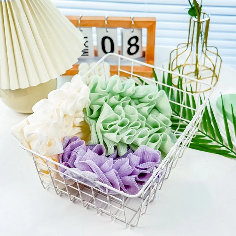 Two-in-one Bath Towel Can Put Soap Bath Ball Portable Double-sided Bath Flowers Skin Care Exfoliation Body Scrub Containers