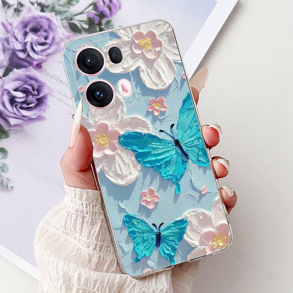 For OPPO Reno13 Pro 5G Case CPH2697 Fashion Flower Butterfly Soft Silicone Phone Cover For OPPO Reno 13 CPH2689 Reno13Pro Bumper