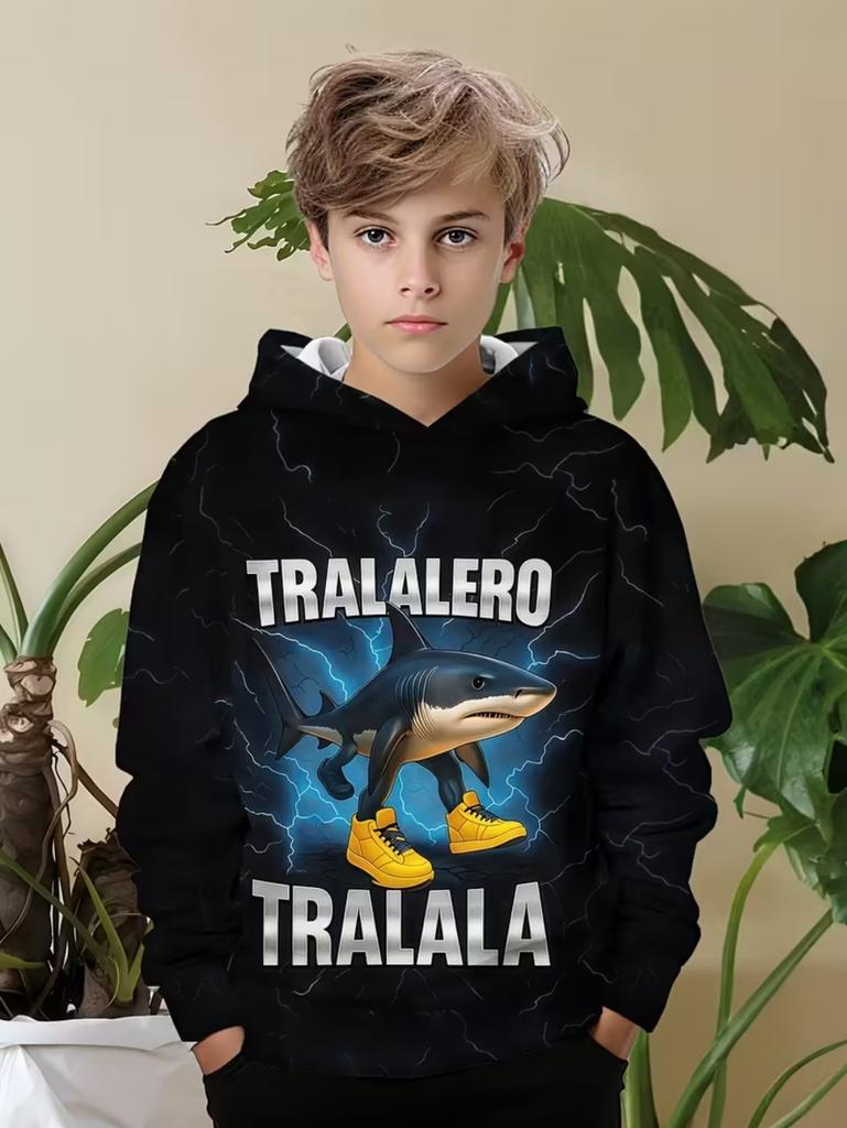 Felpe Divertenti Cappuccino Assassino Ragazzi Ragazze Felpa Divertente Stampa Italian Brainrot Manica Lunga Felpe con Cappuccio Bambini Felpe Umoristiche