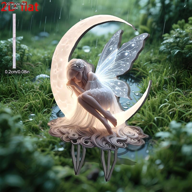 2D Flat Acrylic Moonlight Fairy Garden Stake Sign, Suitable for Wall Decoration, Porch, Room, Villa, Accents Home, Hallway, or Workplace - Rustic Farm