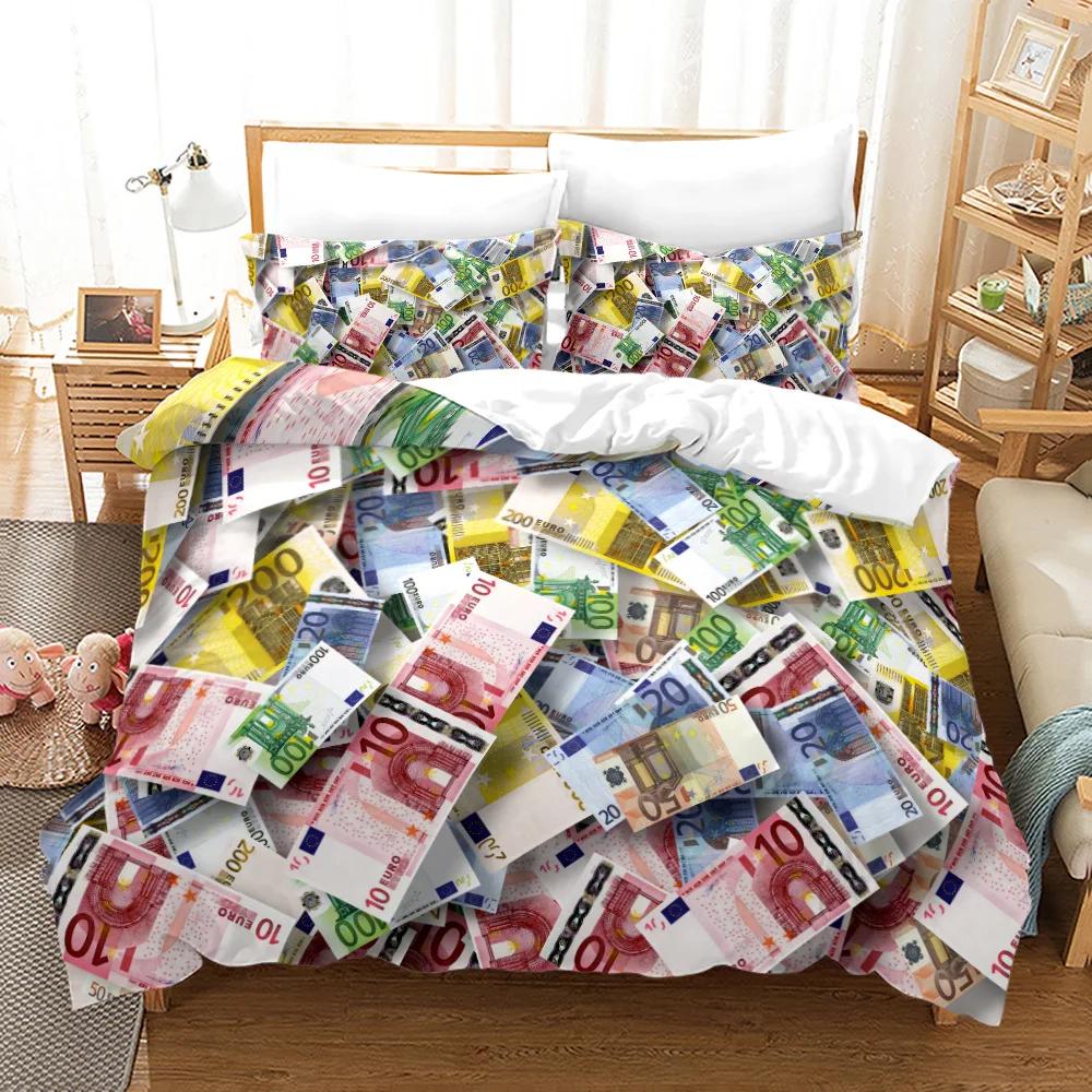 Gelddruck Bettbezug King/Queen Größe, Dollar-Scheine mit dem Porträt von Ben Franklin, Dekoratives 2/3-teiliges Polyester-Bettwäscheset