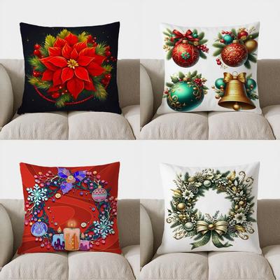 Christmas Decor Pattern Throw Pillow Cover With Short Plush Print For Living Room Sofa Decoration Cushion Cover Pillow Covers