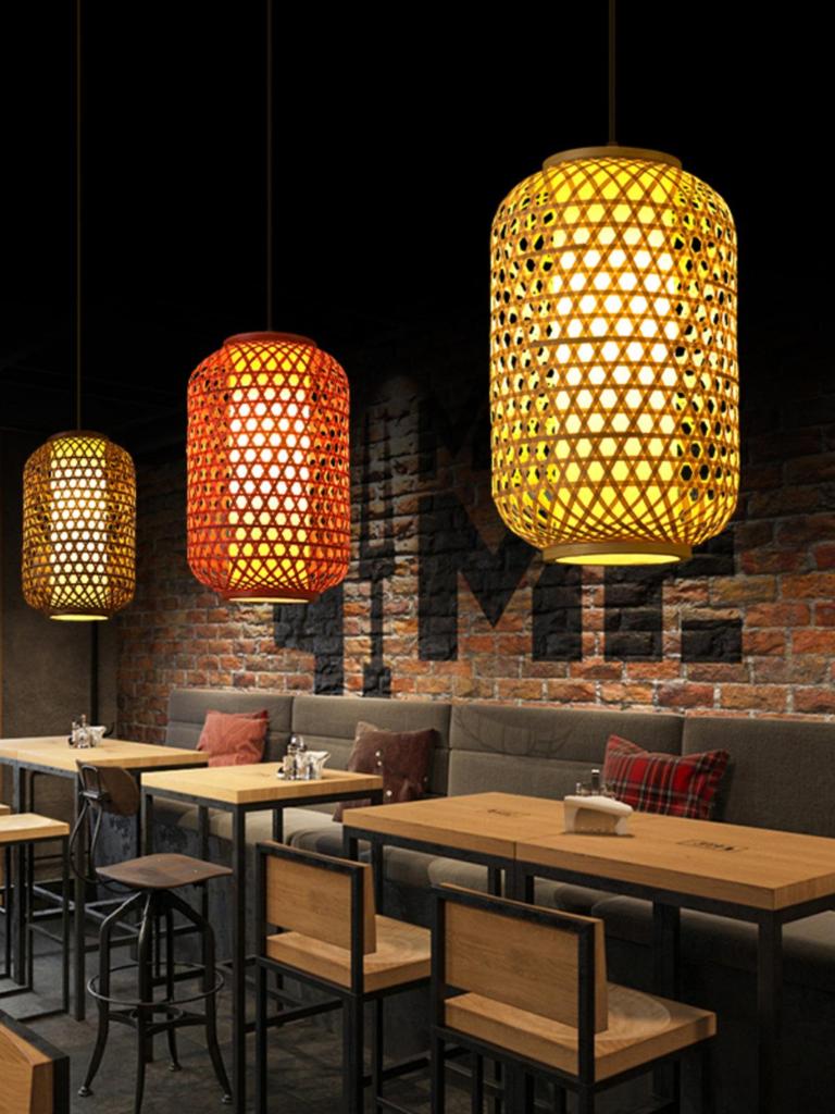 Retro Bamboo Woven Lantern Chandelier - Chinese Hot Pot & Restaurant Outdoor Decor