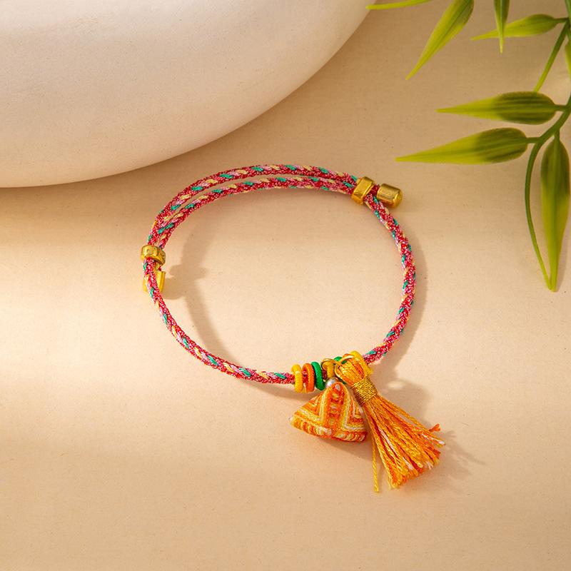 Colorful Woven Tassel Charm Bracelet Handmade Adjustable Braided Jewelry for Couples Friends Gift