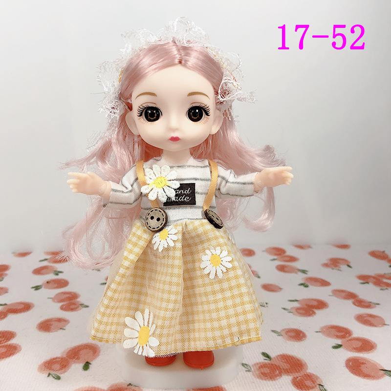 17cm 8-Point BJD Princess Doll with Denim Wedding Dress - 6-Inch Dress-Up Toy Set with Tops and Shorts