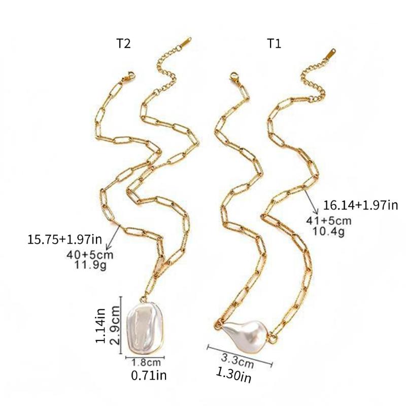 Elegant Double Layer Baroque Pearls Necklace Stainless Steel Adjustable Chain Everyday Jewelry Accessory Gift
