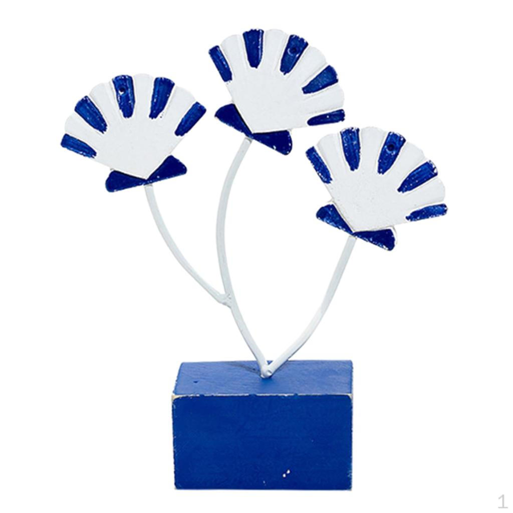 

Mediterranean Style Wood Fish Scallop Household Ornament Dark Blue Shell Dark Blue Shell