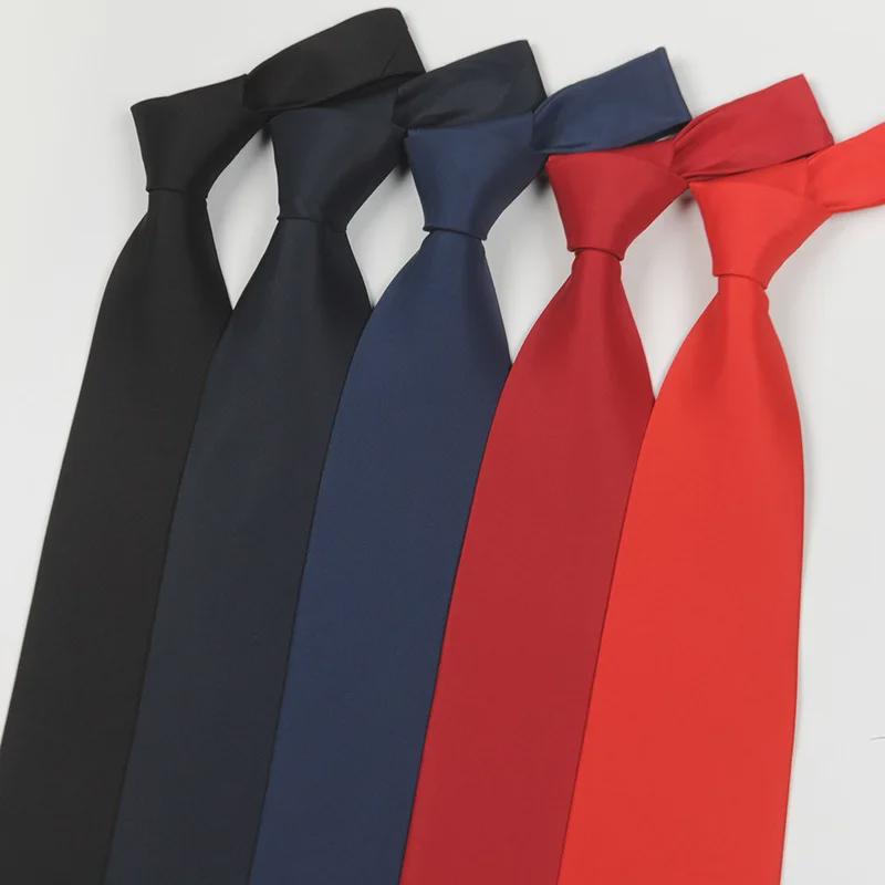 Men's Easy-Pull Zipper Formal Business Suit with High-Quality Blue, Red, and Black 10cm Tie