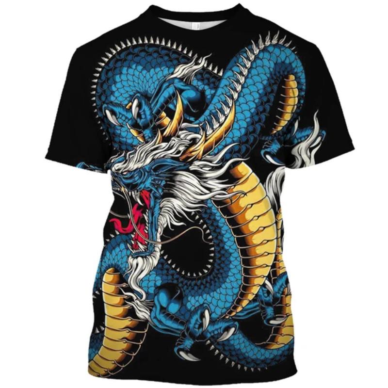 Cool Chinese Loong Pattern T Shirt For Men Dragon 3D Printed XXS