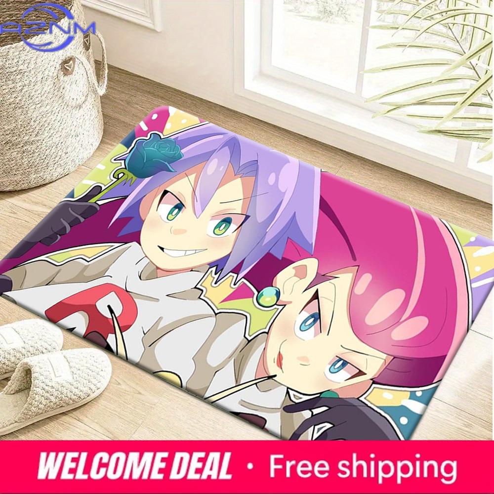 Anime Pokemon Team Rocket Jessie And James Print Non-slip Absorbent Soft Indoor Bedroom Entryway Doormat Floor Rug 40cm by 60cm