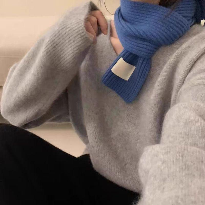 

Молочно-мягкий женский зимний вязаный свитер с V-образным вырезом - Свободный крой, Стройнящий, Простой стиль One size (80-120) серый