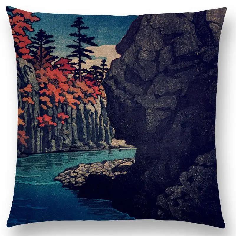 

Наволочка с принтом в виде горы Фудзи в японском стиле, домашний декор / дизайнерская наволочка для дивана Cojines Decorativos Para 30x30cm бежевый