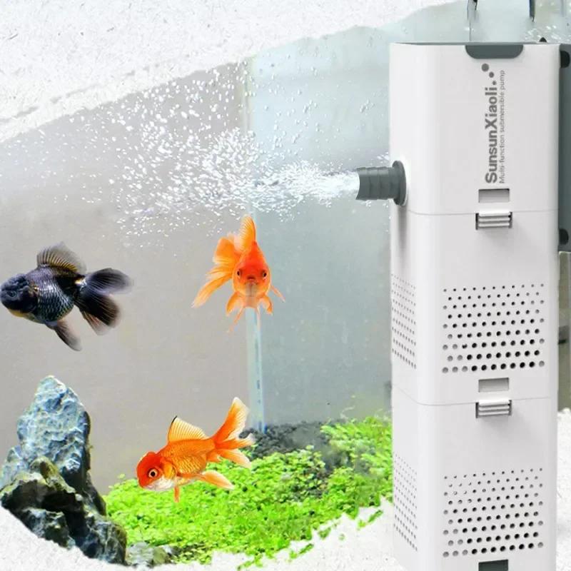 3 In 1 Submersible Aquarium Pump - Filter Air & Wave Pump Fish Tank Internal Air Oxygen Pump Practical Aquarium Powerhead Pump