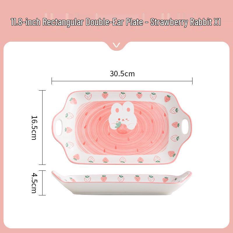 Cute Cartoon Ceramic Dinnerware Set: Bowls, Plates, and Chopsticks for Single Person