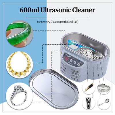 600ML Exquisiter Edelstahl Ultraschallreiniger Digitale Ultraschallwellen-Wascheinheit für Schmuck