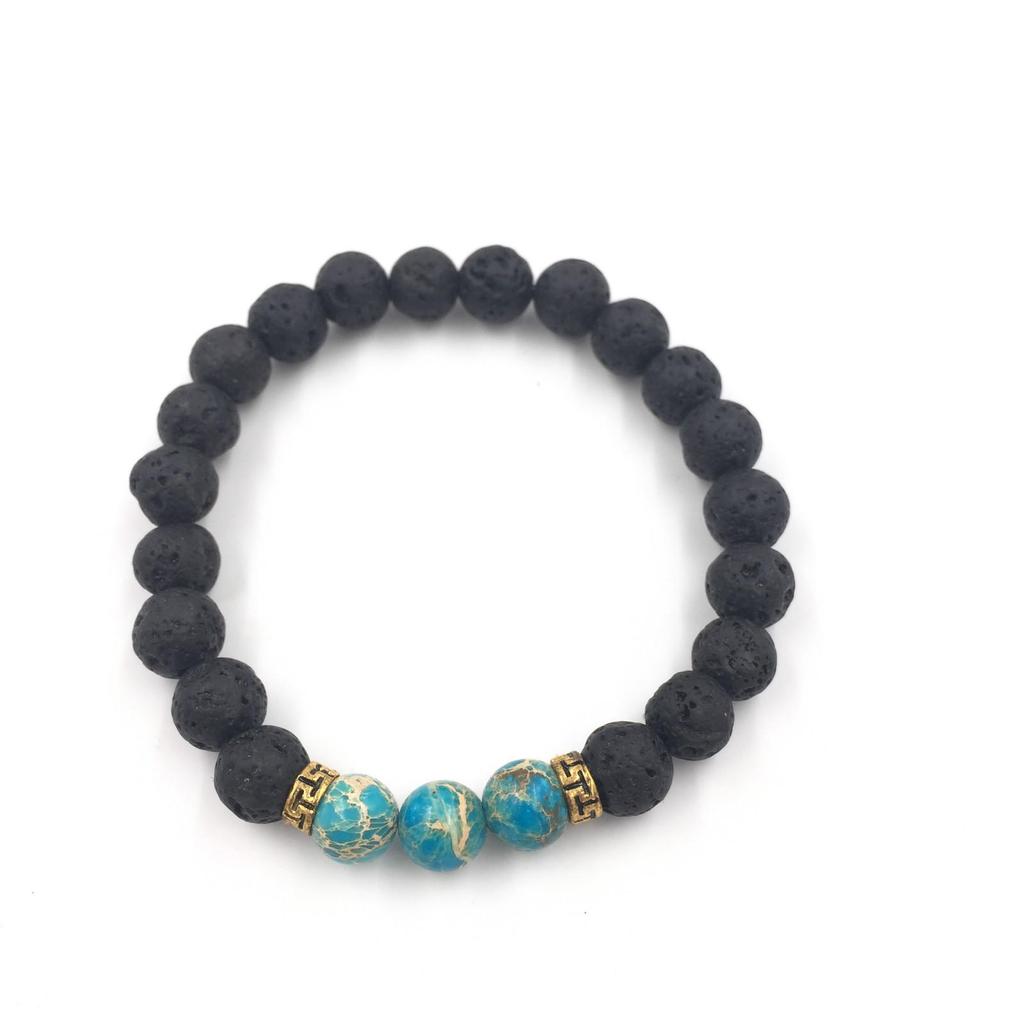 Unisex Rainbow Volcanic Stone Bracelets - European & American Couple Sets
