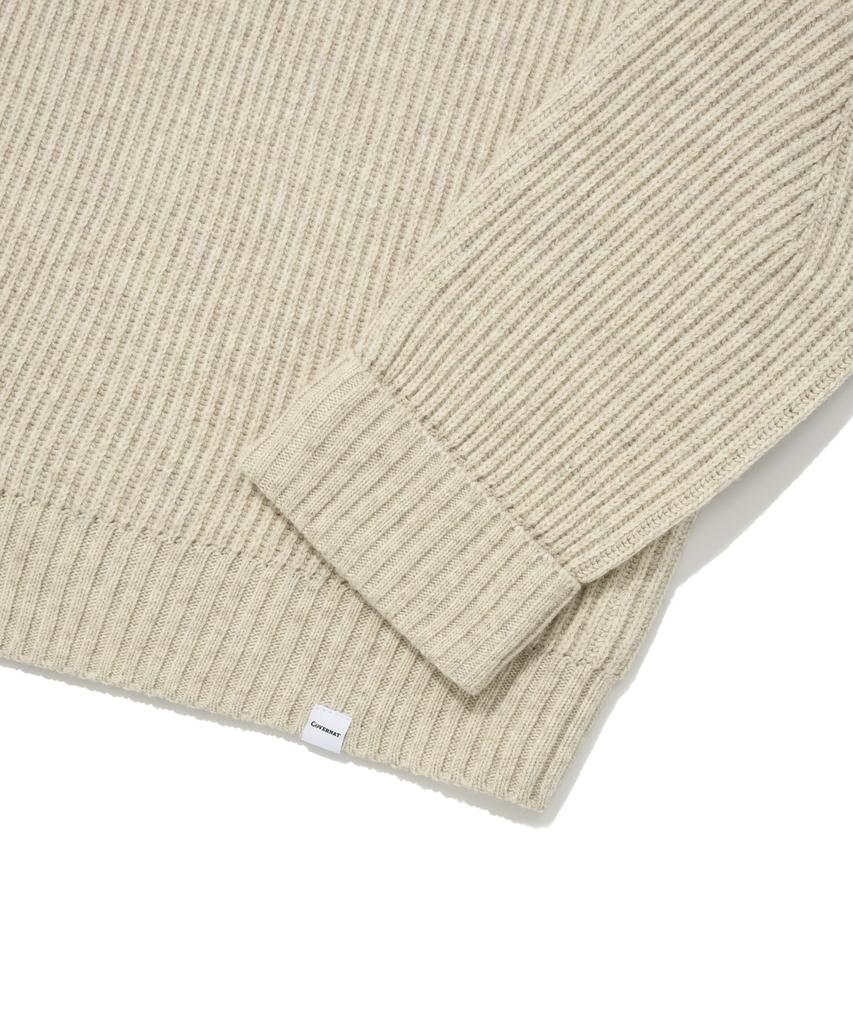 COVERNAT Lambswool Half-Zip Knit Oatmeal