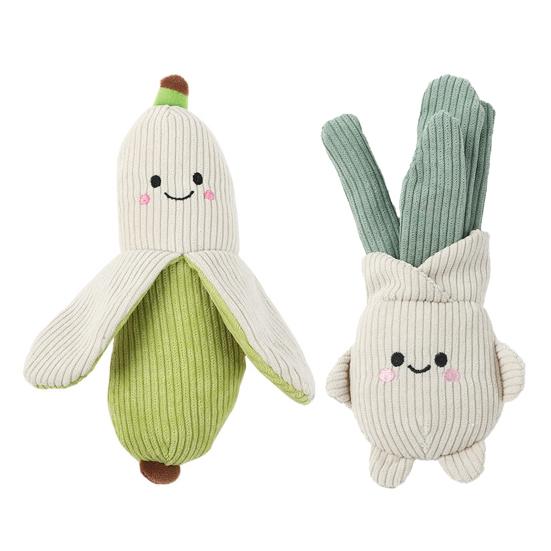 Squeaky Plush Dog Toy Onion Banana Shaped Chew Toys for Puppies Small Dogs Sound Making Dog Toys for Teeth Cleaning Interactive Play