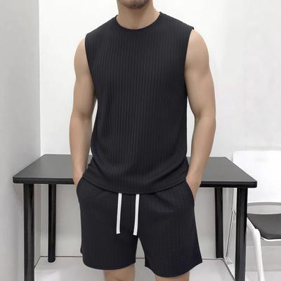 Męski Garnitur Casual Kamizelka Rozmiar Europejski Luźny Bezrękawnik T-shirt Męska Kamizelka Sportowa Szorty Garnitur