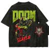 Camiseta DOOM Lavada Moda Retro Ropa para Todo el Año Ropa con Personalidad Talla Grande Unisex Modelo Nuevo Parejas Alta Calidad Clásico