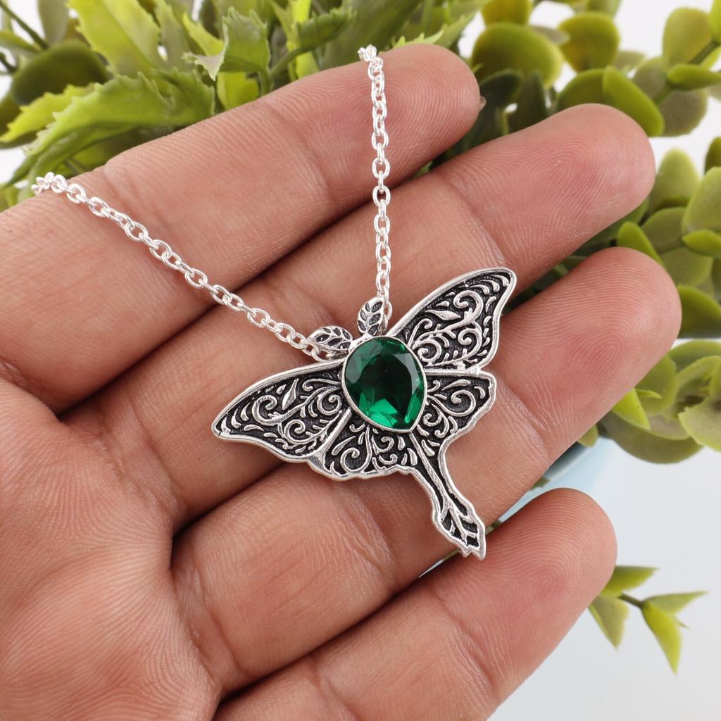 Chromdiopsid Edelstein 925 Sterlingsilber Schmuck Anhänger 1,2" Geschenk für Ehefrau CP-31-5