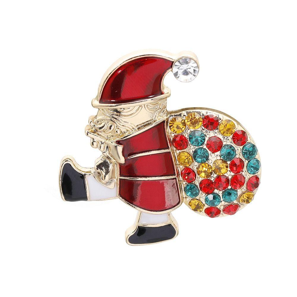 Snowman Santa Rhinestone Badge Fashionable New Year Pins Christmas Brooch  New Year Jewelry