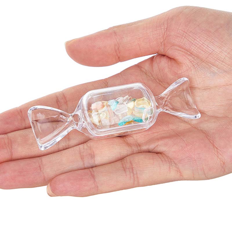 WTEMPO Transparent Creative Small Gifts Packaging Boxes with Lids Sturdy Mini Plastic Boxes In The Shape of Small Candies Festive Decor Clear Boxes