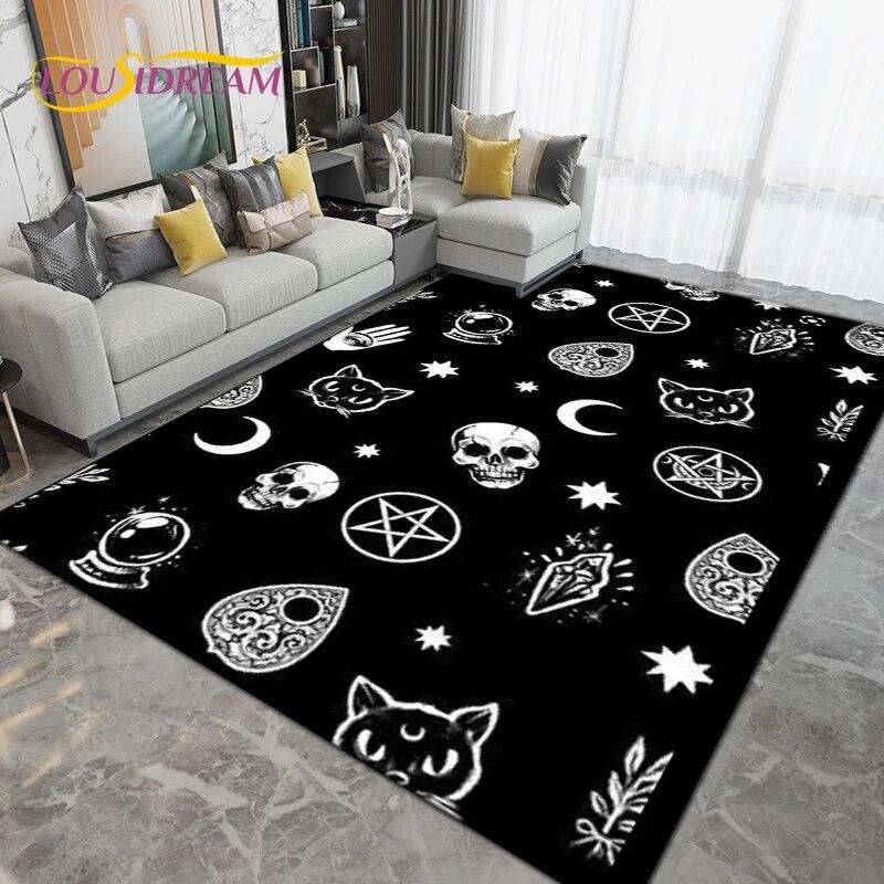 Gothic Witchcraft Skull Skräck Area Matta,Mattmatta för Vardagsrum Sovrumssoffa,Kök Badrum Dörrmatta Halkfri Golvmatta Present