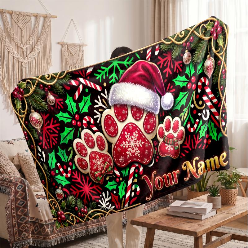 Coperta in Flanella Stampata con Nome Personalizzato di Natale Caldo Confortevole Coperta da Letto Decorazione per la Casa Regalo Festivo