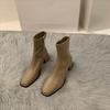 Autumn Winter Design Heel Ankle Boot Fashion Square Toe Zipper Ladies Casual Chelsea Boots Shoes Soft Leather Short Boot