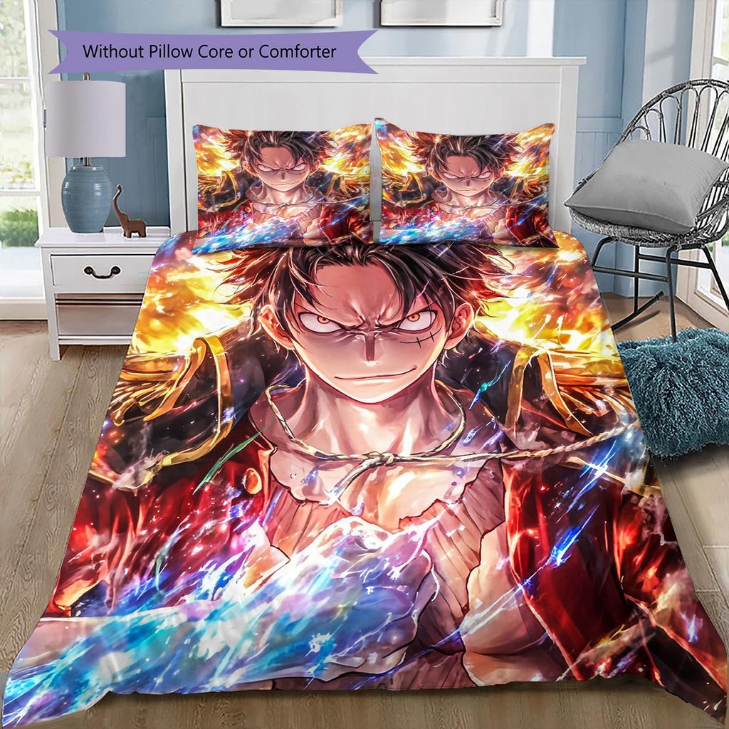 Juego de Ropa de Cama con Estampado de Dibujos Animados Colcha Funda de Colcha Funda de Almohada Decoración del Hogar Regalo de Cumpleaños (1 * funda nórdica + 2 * fundas de almohada, sin núcleo)