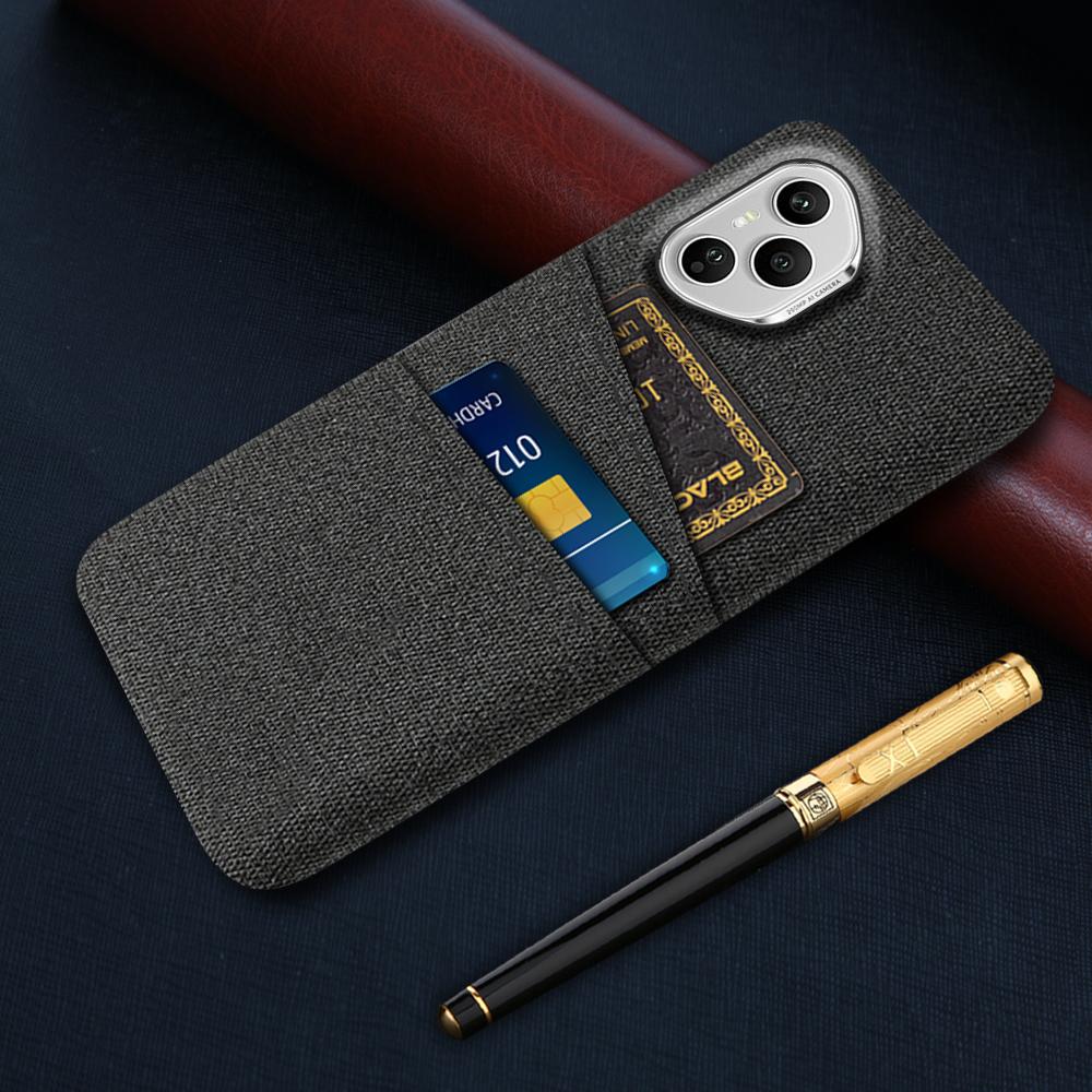 Für Honor 400 Pro 5G (Global) Hülle Stoff+Hartes PC Handyhülle mit Dualen Kartenfächern