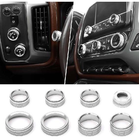 

для Silverado Накладка на ручку центральной консоли Отделочное кольцо Синий для Chevy Silverado/Suburban/GMC Sierra 2014-2018 Синие аксессуары для интерьера 8 шт. серебряный