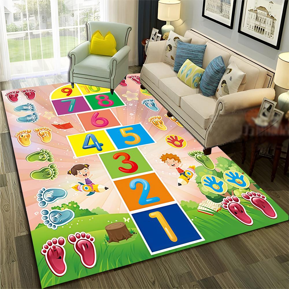 3D Hopscotch Child Digital Games Boy Girls Cartoon Carpet Rug for Home Living Room Sofa Doormat Decor,kids Non-slip Floor Mat