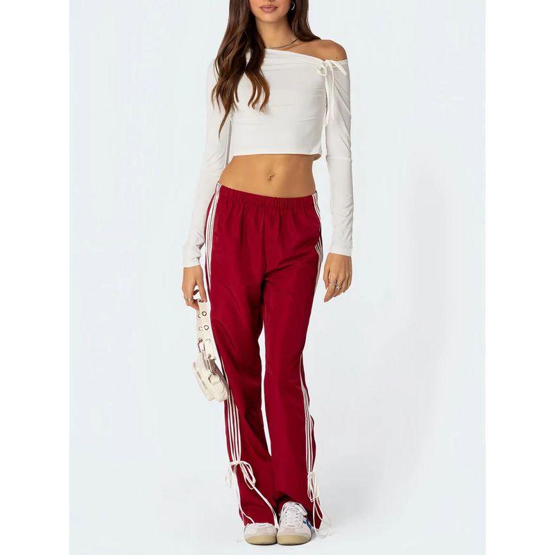 Edikted New Arrival American Niche Style Remy Ribbon Sweatpants Side Stripes Casual Wide-Leg Pants Easiest for Match Ladies