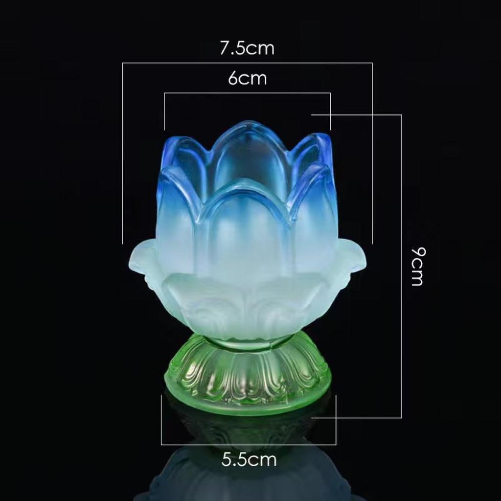 Lotus Glas Ghee Lamp Houder: Hittebestendige Kaars/Olie Lamp voor 24-Uurs Gebruik