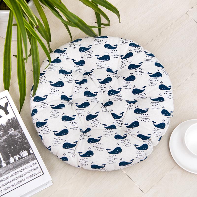 

Хлопковые круглые льняные подушки Подушки для сиденья обеденного стула Толстые садовые напольные коврики Whale,50cm/19.6in